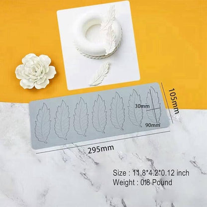 3D Hollow Leaf Fondant Lace Mold Multi Leaves Flower Candy Mold Chocolate Sugar Craft Cake Decoration Cupcake Top (I Feather_11.8 * 4.2 * 0.12inch)