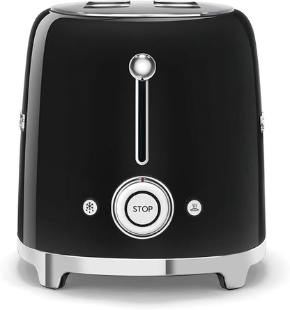 SMEG 2 Slice Toaster with 6 Presets and Defrost Function and Removable Crumb Tray (Black)