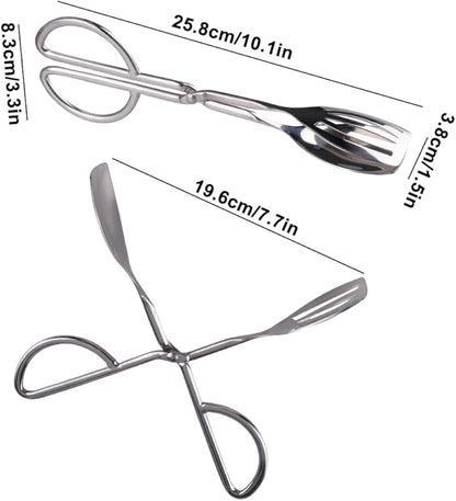 2 Pcs Serving Tongs, 10 Inch Buffet Tongs, Stainless Steel Kitchen Tong with Comfort Grip for Salads, Appetizers, Cake, Bread, Cooking, Party, Barbecue, Desserts, Ice