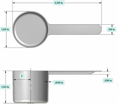 1/4 Cup (4 Tablespoon | 2 Oz. | 60 mL) Long Handle Scoop for Measuring Coffee, Pet Food, Grains, Protein, Spices and Other Dry Goods (Pack of 1)