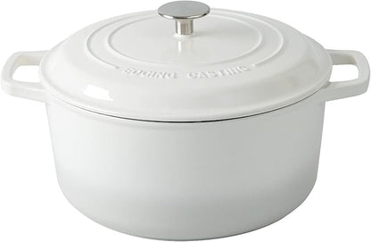 Enameled Cast Iron Dutch Oven Pot With Lid, Dutch Oven for Sourdough Bread Baking Round Pot Dule Handle, 7.5 Quart, White
