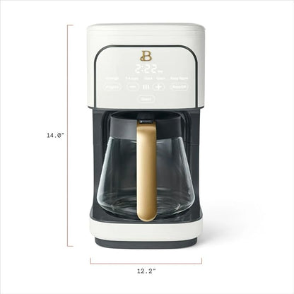 Beautiful 12-Cup Programmable Coffee Maker – Auto Brew, Digital Timer, Glass Carafe (White Icing)