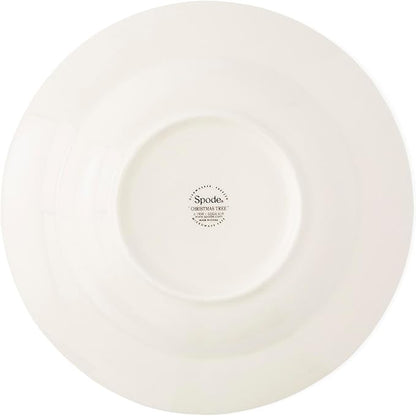 Spode Christmas Tree 9" Soup Plate (Set of 4) – Stoneware Bowls with Festive Tree Design & Green Rim, Ideal for Serving Soup, Pasta, Salad – Microwave & Dishwasher Safe Holiday Dinnerware