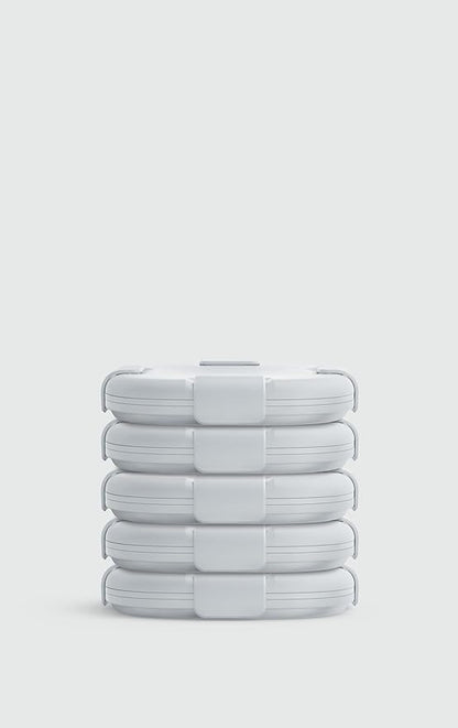 STOJO Collapsible Sandwich Box – 24oz, Reusable Food Storage Container, Silicone Bowl for Hot/Cold Food – Meal Prep, Lunch, Camping, Hiking – Dishwasher Safe (Set of 5, Cashmere)