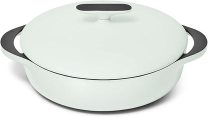 Caraway Enameled Cast Iron Braiser - 3.5 qt Braiser Pan - 3 Layer Enamel Coating - No Seasoning Required - Compatible With All Stovetops - Oven Safe - Free From Forever Chemicals - Light Mist