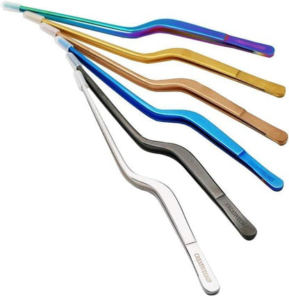 CREATIVECHEF 8 Inch Kitchen Tweezer, Stainless Steel Food Tongs, Kitchen Fine Tweezer, Fine tweezer tongs for food presentation (black)