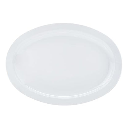 Amazon Basics Melamine (Plastic )Oval Platter Narrow Rim, 6 Piece Set, 13 in x 9.75 in, White