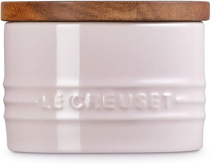 Le Creuset Signature Salt Cellar and Storage Canister with Wood Lid, 7 oz., Shallot