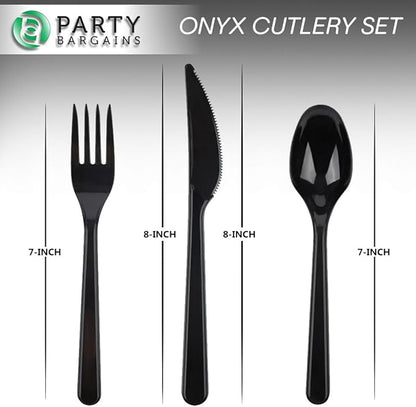 Party Bargains Disposable Cutlery set, Onyx Design, 360 Pieces: 180 Forks, 120 Spoons, 60 Knives