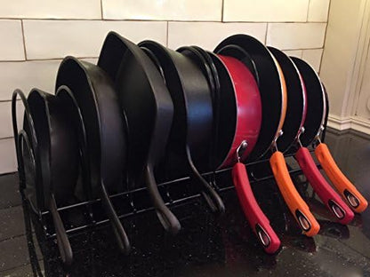 Heavy-Duty Pots and Pans Organizer | 5-Tier Cookware & Lid Storage Rack | Free-Standing or Wall-Mount | Kitchen Organizer for Cast Iron Skillets, Pots, Frying Pans, Lids | White