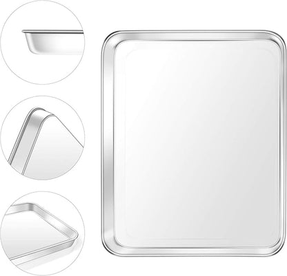 Baking Sheet, Yododo Stainless Steel Baking Pans Tray Cookie Sheet Toaster Oven Tray Pan Cookie Pan, Non Toxic & Healthy, Superior Mirror Finish & Rust Free, Easy Clean & Dishwasher Safe - 10.4 inch