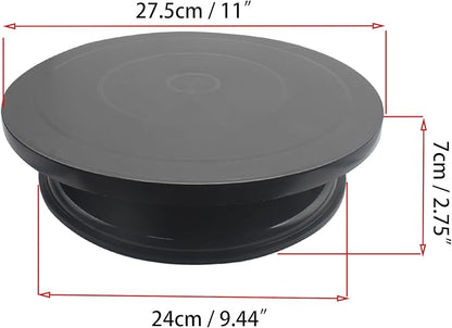 Cake Decorating Turntable 11 Inch Cake Turntable Anti-Slip Rotating Cake Stand for Decorating(1pcs Black)