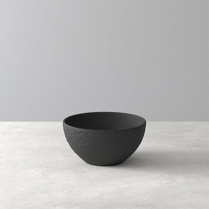 Villeroy & Boch Manufacture Rock 4-Piece Place Setting, Dinner Plate, Salad Plate, Rice Bowl, Pasta Bowl, Premium Porcelain, Made in Germany, Matte Black