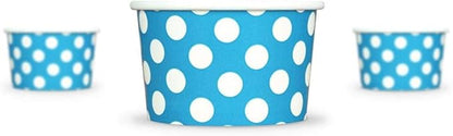 UNIQ 1000-Count 4 oz Polka Dot Paper Ice Cream Cups Blue Color | Disposable Dessert Bowls in Multiple Colors | Frozen Dessert Supplies