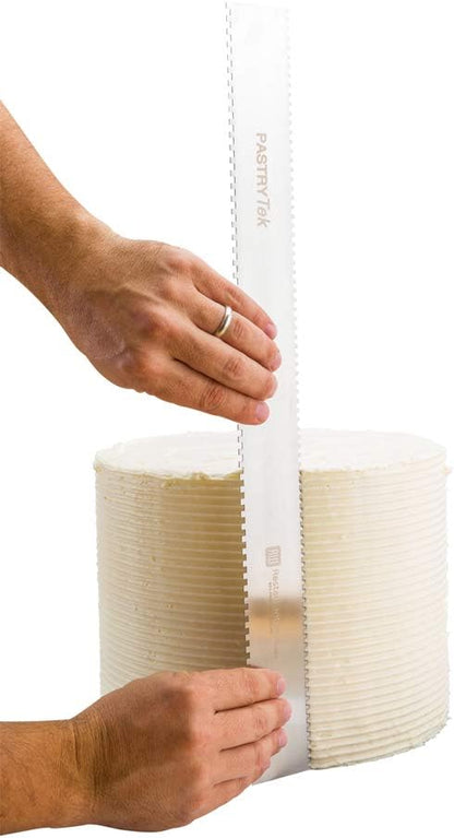Restaurantware 19.8 Inch x 2 Inch Cake Comb 1 Square Decorating Comb - Double-Sided Assorted Edges Stainless Steel Icing Smoother For Decorating Or Sculpting Desserts