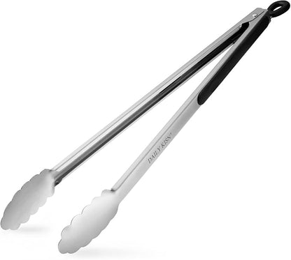 Grill Tongs, 17 Inch Extra Long BBQ Tongs, Premium Stainless Steel Metal Tongs for Cooking, Grilling, Barbecue/BBQ, Buffet (17", 1PC)