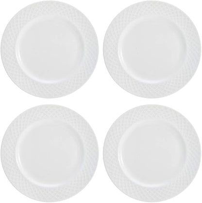Mikasa Trellis Bone China 16-Piece Dinnerware Set, Service for 4, White Lightweight Porcelain with Textured Design, Chip-Resistant and Dishwasher Safe
