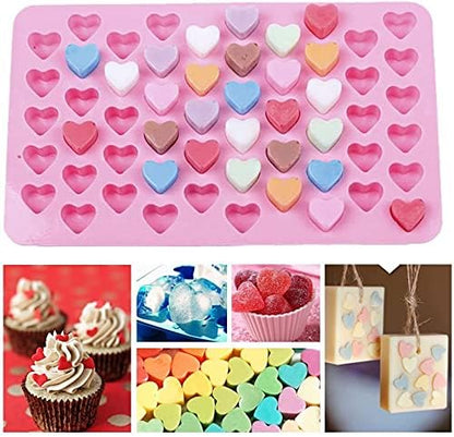 3 Pack Mini Silicone Gummy Candy Chocolate Molds Contains Small Hearts, Fruits, Marine Animal Shapes and 2 Droppers for Making Gummy, Candy, Chocolate and Small Ice Cubes