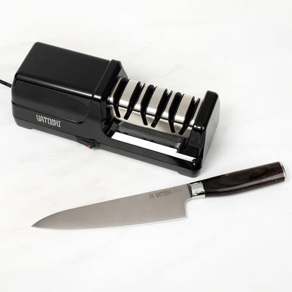 Yatoshi Electric Sharpener, 50-Watt, Diamond Abrasives and Precision Angle Guides, 20-Degree Straight-Edge and Serrated Knives, 3 Stage