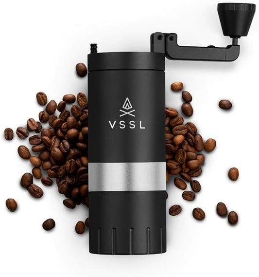 VSSL Java G25 Coffee Manual Coffee Grinder, Up To 25 Gram Capacity, Stainless Steel Conical Burr, Black
