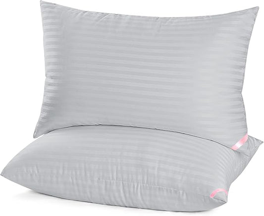 EIUE Bed Pillows for Sleeping 2 Pack Queen Size，Pillows for Side and Back Sleepers,Super Soft Down Alternative Microfiber Filled Pillows,20 x 30 Inches,Grey