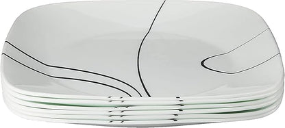 Corelle Vitrelle 6-Piece Salad Plate Set, Triple Layer Glass and Chip Resistant, Lightweight Square 10-1/4-Inch Plates Set, Splendor