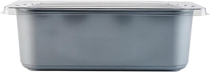 Restaurantware-RW Base 5 Quarts Ice Cream Containers, 100 Rectangle Disposable Containers - Durable, With Clear Lid, Black Plastic Box, For Ice Creams, For Cafes