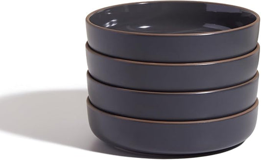 Our Place Dinner Bowls - Set of Four 8.5" Handcrafted Ceramic Pasta Bowls | Deep Plate Bowl Hybrid for Salads, Rice & More | Chip-Resistant, Restaurant-Grade, Stackable, Modular Design | Char