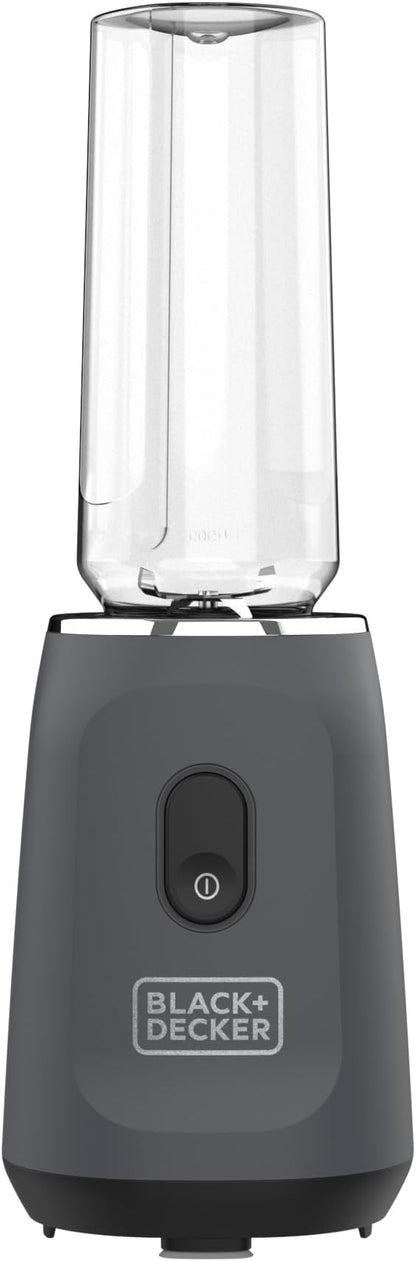 BLACK+DECKER® Ice Crush Single Serve Blender with Pulse/ON Button, Base, Two 20oz Personal Blender Jars, Blade Assembly, Travel Lid, Gray