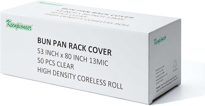 Keenpioneer Disposable Bun Pan Rack Cover Rolls, 53x 80 Inch, Clear (Case of 50)