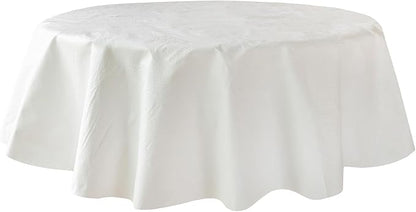Benson Mills Deluxe Heavy Duty Vinyl Table Pad, Premium Table Protector, Waterproof with Flannel Backing, Quilted Design and Customizable (Off-White, 70" Round)