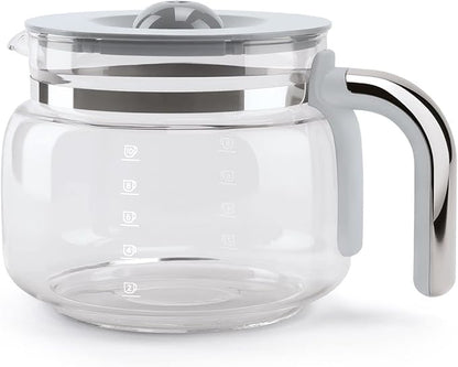 Smeg 50's Retro Style Aesthetic Drip Coffee Machine with 10 Cup Glass Carafe, Auto Start Feature, Keep Warm Plate, and Two Coffee Strength Settings (Black)