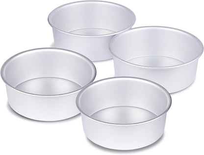 HomeMall 4 x 2 inch Round Cake Pan Set of 4, Aluminum Baking Pans for Mini Cakes, Heavy Duty Non-Stick, Evenly Baking Tools for Home Kitchen, Birthday Wedding Anniversary