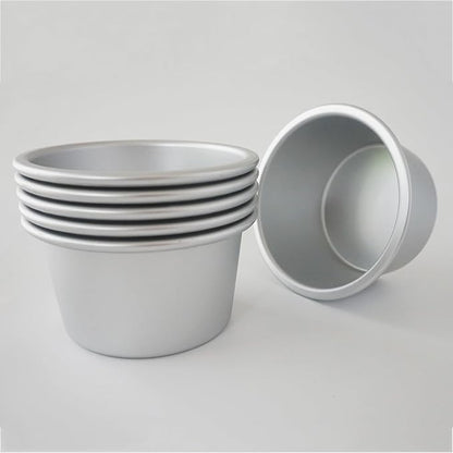 Aluminum Tart Pan Set, 6 PCS Popover Pan Single Serving Pastry, Large Muffin Pans, Baking Tool for Egg Tart, Yorkshire, Cupcake, Baba Au Rhum, Pot Pie (3.82x 2.95x 2.05 Inch)