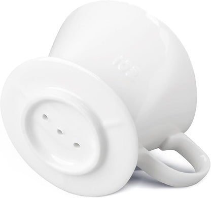 Handmade Pour Over Ceramic Coffee Dripper - Authentic Brewing Experience for Camping, Office, and Home (White)