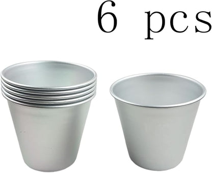 6 Packs Popover Pan， Large Individual Muffin Mold, Aluminium Pudding Cup, Chocolate Molten Mould, Raspberry Souffle Baking Maker, Brownie Tumbler -for Pie, Egg Tart, Cake (Size 3.4"x 3.2")