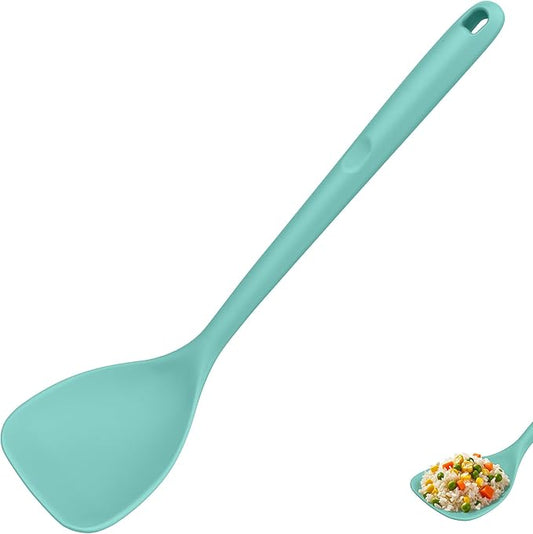 U-Taste 600ºF Heat Resistant Wok Spatula: 13.76" Long, 3.63" Wide Silicone Cooking Utensils with Flexible Edge & Sturdy Core, for Kitchen Stir Fry, Serving, Scoop, Non-Stick Pan, Cast Iron (Aqua Sky)