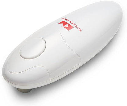 Kitchen Mama Auto Electric Can Opener: Open Your Cans with A Simple Press of Button - Automatic, Hands Free, Smooth Edge, Food-Safe, Battery Operated, YES YOU CAN (White)