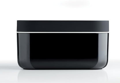 Lékué Ice Box | Ice Cube Tray For Freezer With Lid & Bin | Made With 100 Percent Platinum Silicone | Elegant And Retro Style Ice Cubes | For Cocktails, Ice Tea & Coffee And More | Black