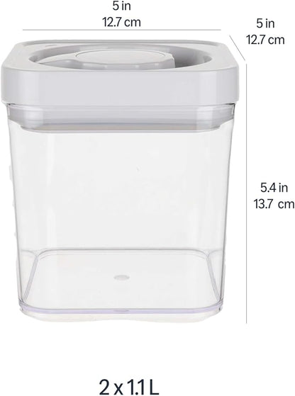 Amazon Basics Airtight Food Storage Containers, BPA Free, with Twist/Turn Lids, for Kitchen Pantry Organization, 10-Piece Square Set, Clear Plastic