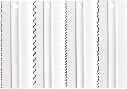 Cake Scrapers Set Decorating Comb and Icing Smoother, Plastic Sawtooth Scraper Polisher Butter Mousse Cream Cake Edge DIY Tool -8 Design Textures (White)