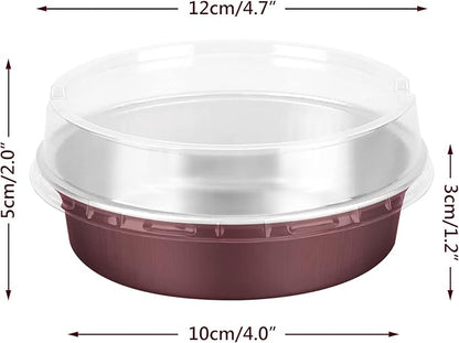 Beasea Disposable Mini Pie Tins With Lids, 4 Inch 50 Pack Disposable Mini Pie Pans Tart Pans, 8 Oz Aluminum Pie Pan Tin Coffee Tart Pans Round Oven Baking Mini Cake Pan for Pie Tart Quiche