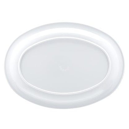 Amazon Basics Melamine (Plastic )Oval Platter Narrow Rim, 6 Piece Set, 13 in x 9.75 in, White