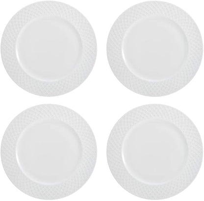 Mikasa Trellis Bone China 16-Piece Dinnerware Set, Service for 4, White Lightweight Porcelain with Textured Design, Chip-Resistant and Dishwasher Safe