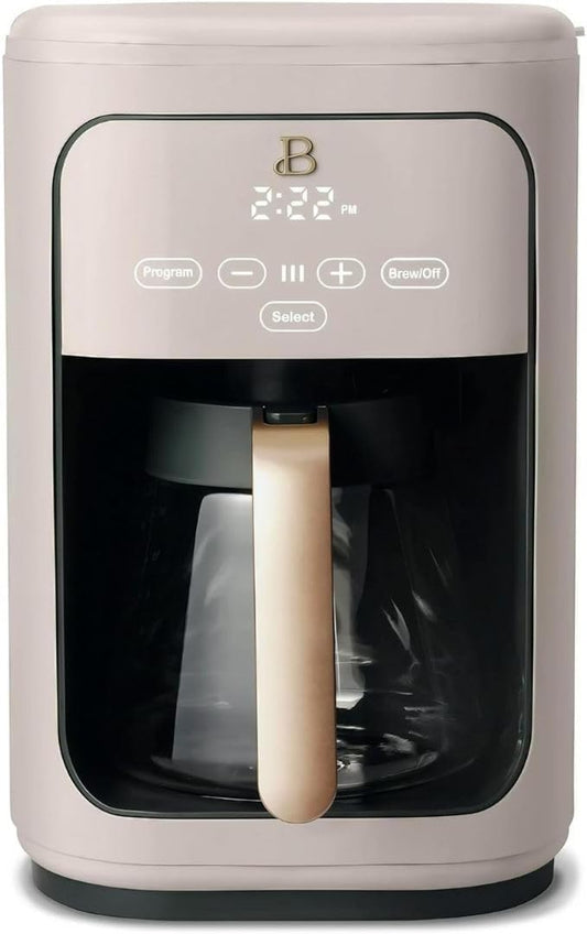 Beautiful 14-Cup Programmable Coffee Maker with Touch-Activated Display – Brew Hot Coffee Fast, Keep Warm & Auto-Pause (Porcini Taupe)