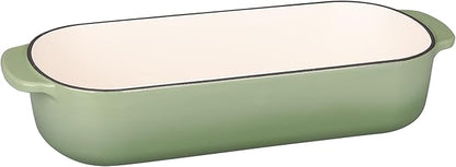 Enameled Cast Iron Loaf Pan with Lid, Dutch Oven Bread pan for Homemade Sourdough Bread Baking, 12.5x5.5 inch, 5qt, Pistachio Green