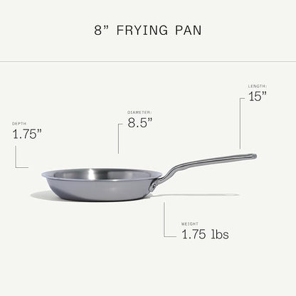 Made In Cookware - 8-Inch Stainless Steel Frying Pan - 5 Ply Stainless Clad - Professional Cookware - Crafted in Italy - Induction Compatible