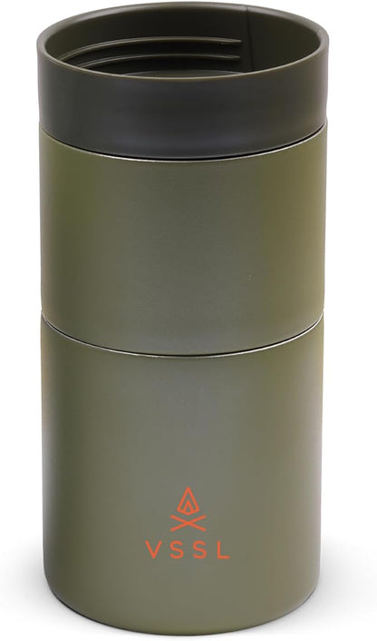 VSSL - Nest Pour Over Coffee Set | Coffee Maker for Camping | All-In-One Travel Pour Over | Transportable Dripper, 10oz Stainless Steel Travel Mug | Compact Storage & Adventure Ready | Deep Moss