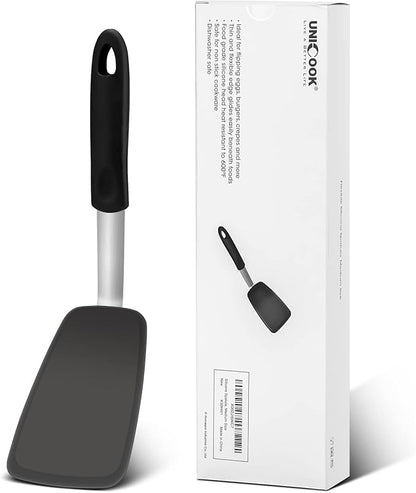 Unicook Flexible Silicone Spatula, 600°F Heat Resistant Silicone Turner for Nonstick Cookware, Essential Kitchen Cooking Utensil, Ideal for Flipping Eggs, Pancake, Burgers, Crepes and More, Medium