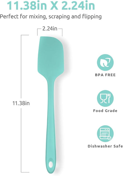 Heat Resistant Silicone Large Spatula: U-Taste 600ºF High Heat Flexible 11.38in Silicon Mixing Stirring Cooking Scraping Baking Bowl Scraper Seamless Spreader for Kitchen Nonstick Cookware (Aqua Sky)